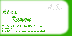 alex kaman business card